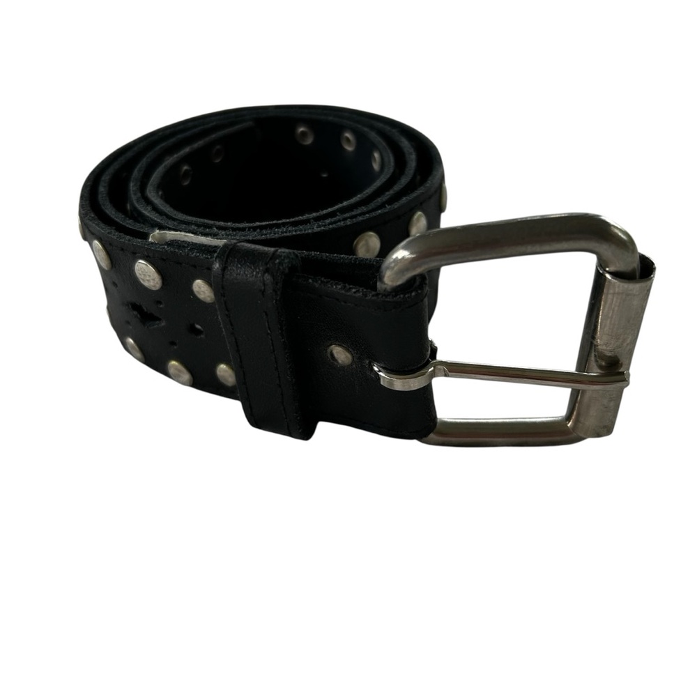 Vintage Black Leather Belt with Studs and Cutouts Western Rodeo Line Dancing 90s